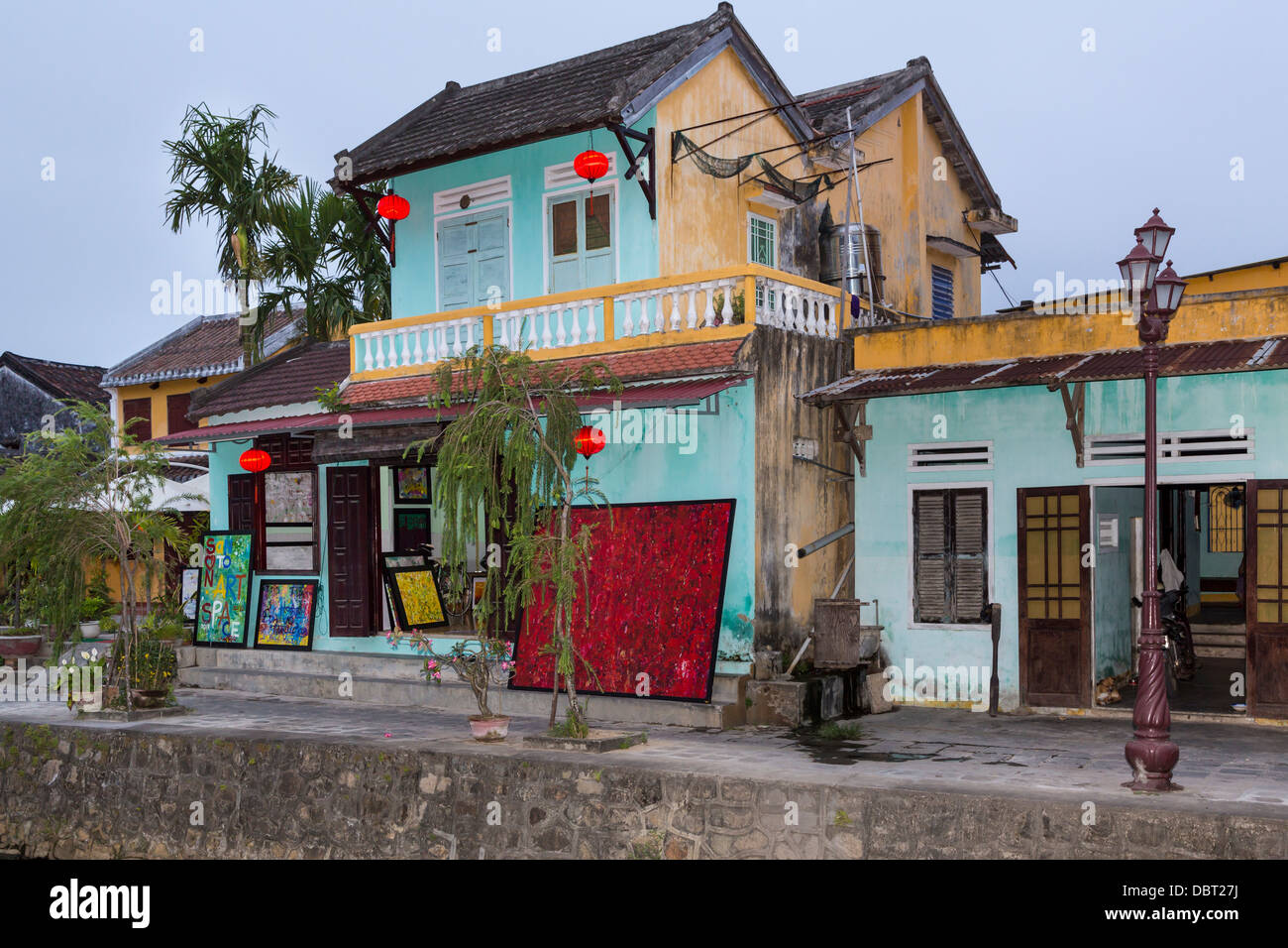 Colorful Vietnamese architecture along the canal in Hoi An, Vietnam
