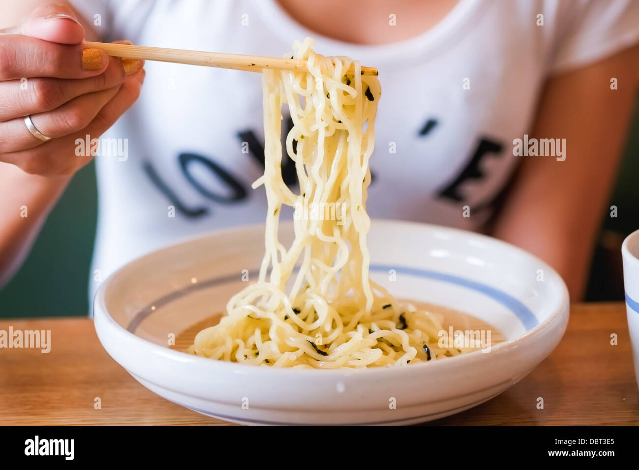 Dipping cold noodle with traditional japanese Zaru soba sauce Stock
