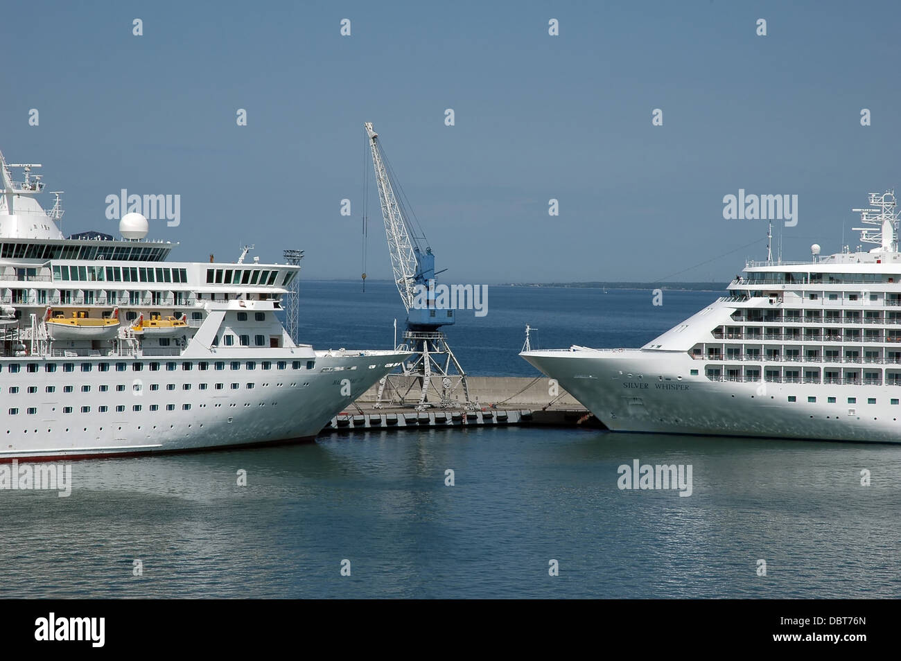Two cruise ship in harbor. Tallinn, Estonia Stock Photo