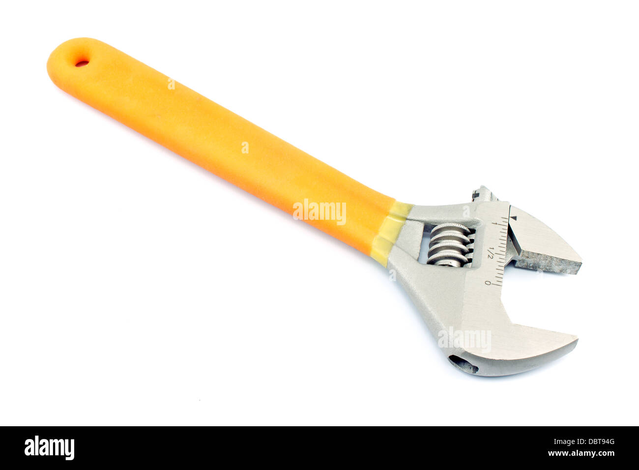 Adjustable wrench tool isolated on white Stock Photo