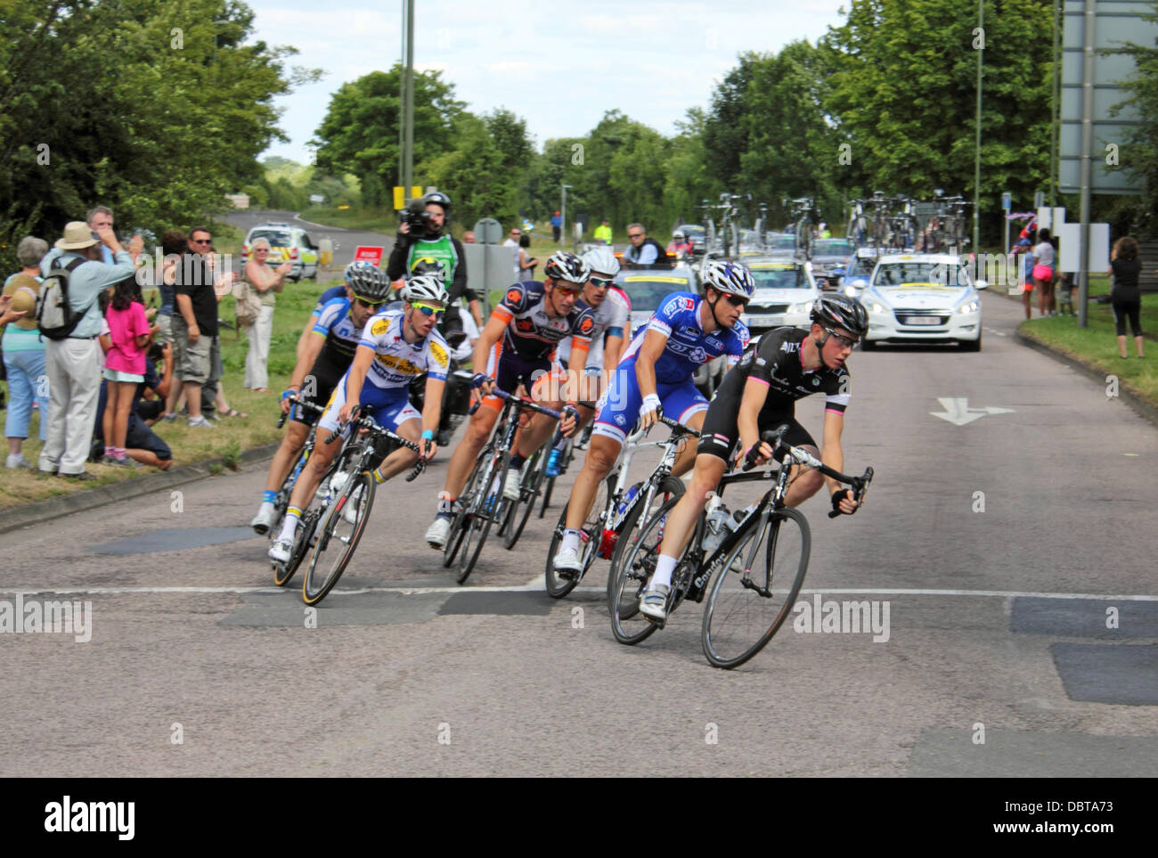 Clandon, Surrey, UK. 4th August 2013. A breakaway group of eight riders