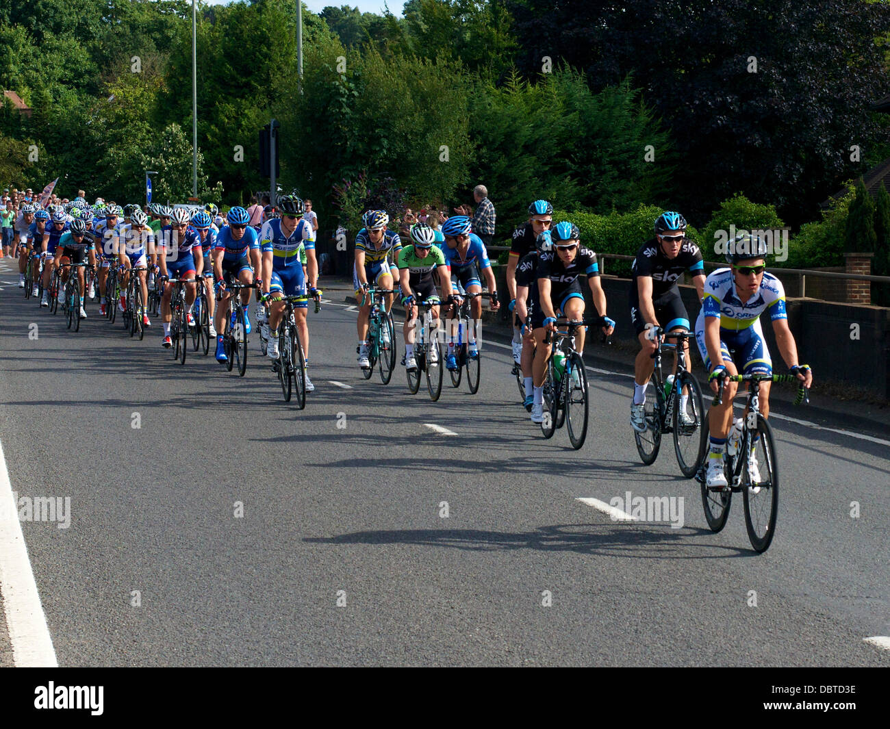 London, UK. 4th August, 2013. Ride London 2013. The Peloton. Cyclists ride through the Dorking Stage of the Prudential Ride London-Surrey Classic Cycle Race 1652hrs Sunday 4 August 2013 Credit:  Photo by Lindsay Constable / Alamy Live News Stock Photo