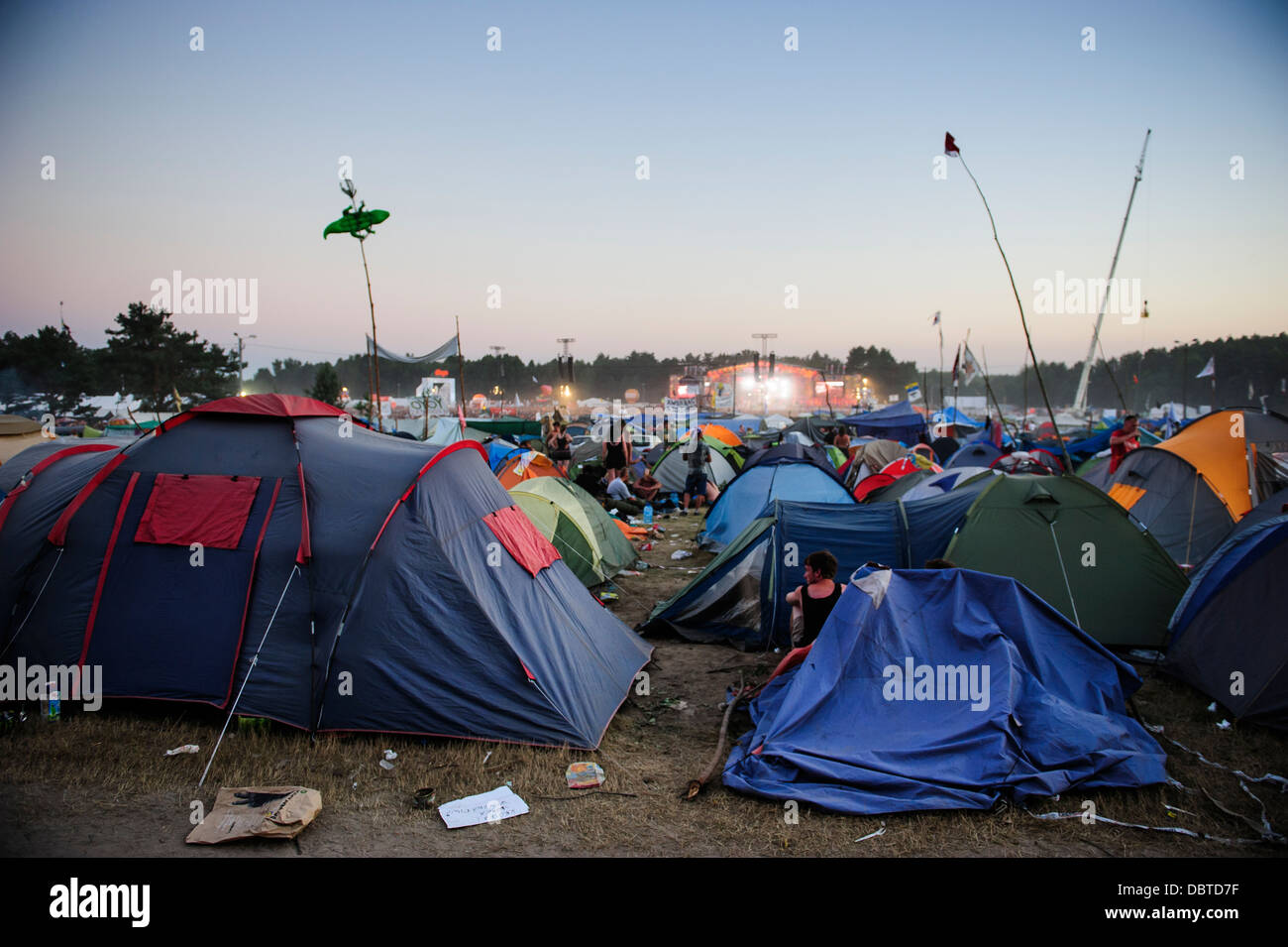 Tents at the main campsite during the Przystanek Woodstock Music festival in Kostrzyn, Poland. Stock Photo