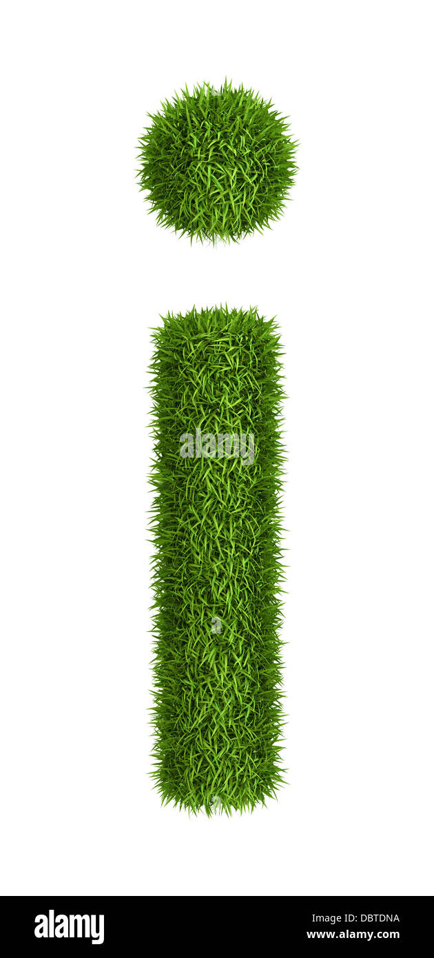 Natural grass letter i lowercase Stock Photo