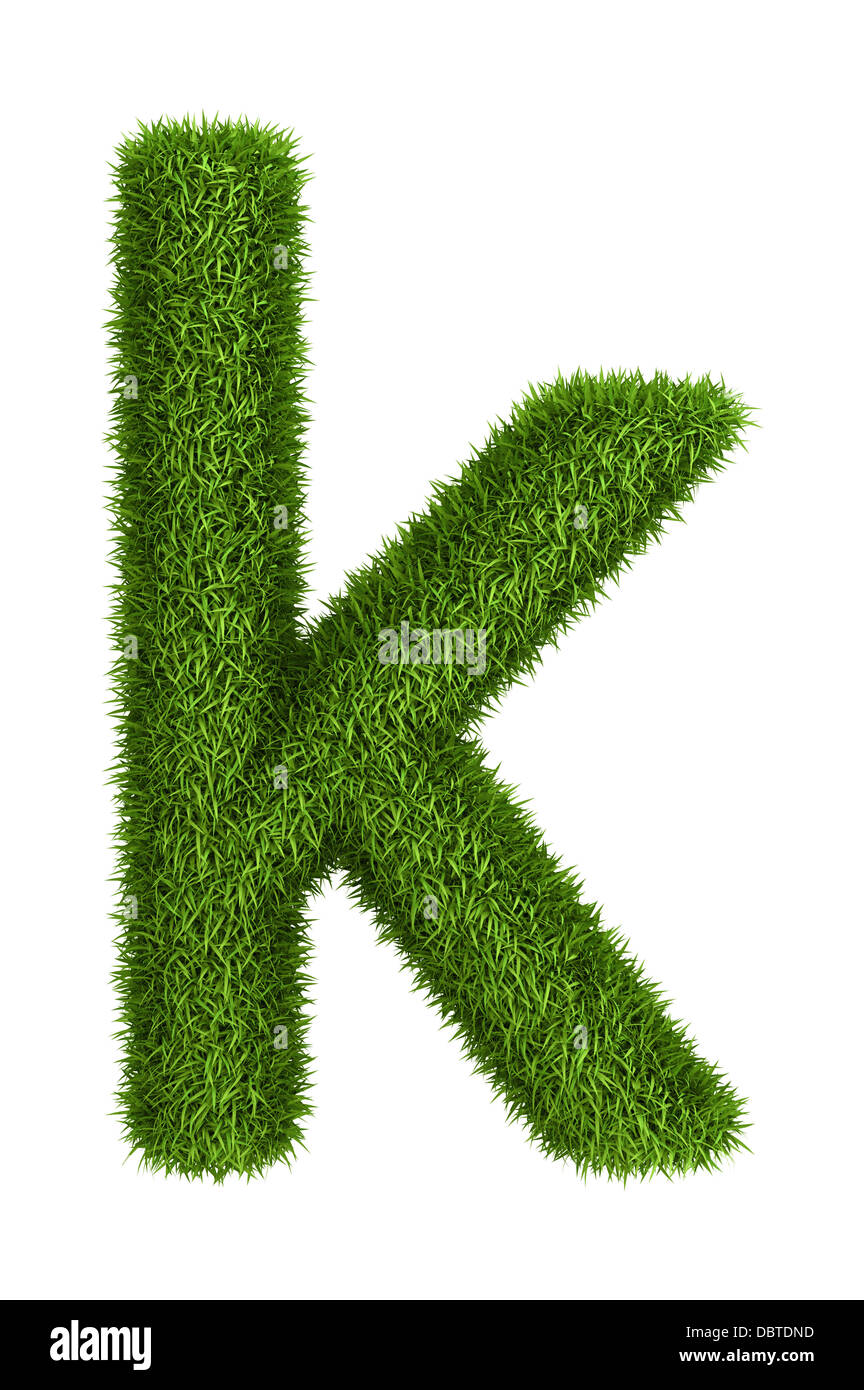Natural grass letter k lowercase Stock Photo