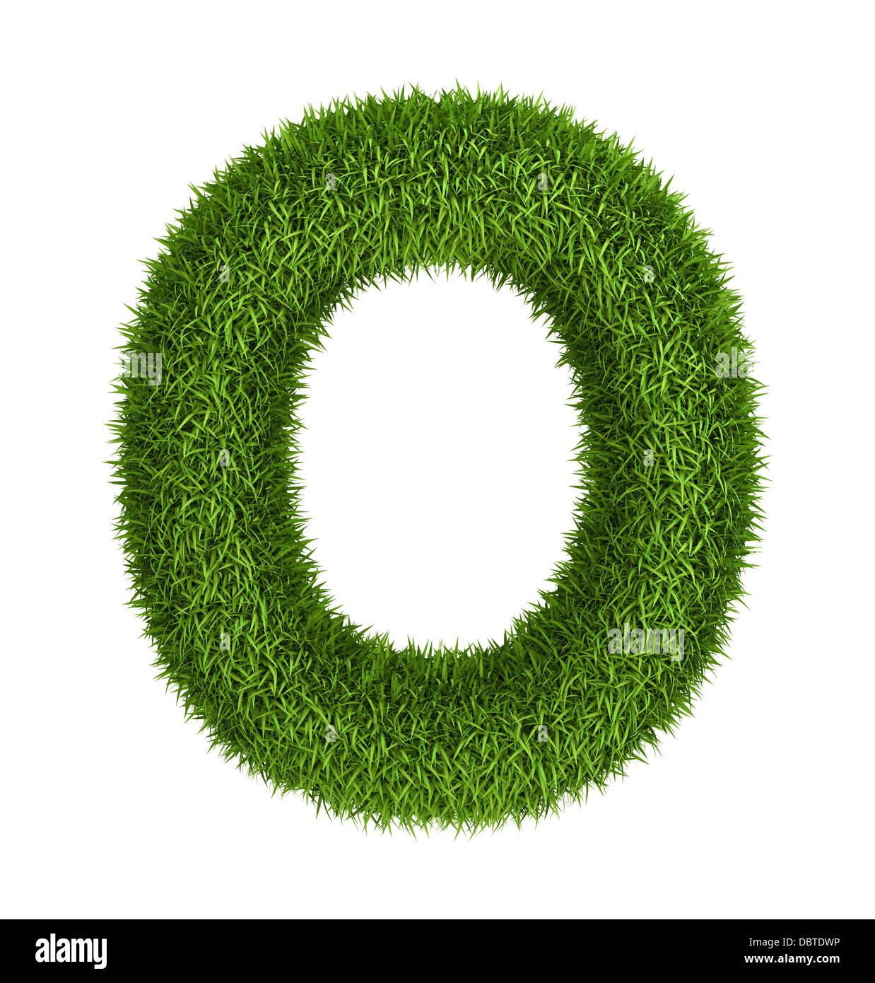 Natural grass letter o lowercase Stock Photo