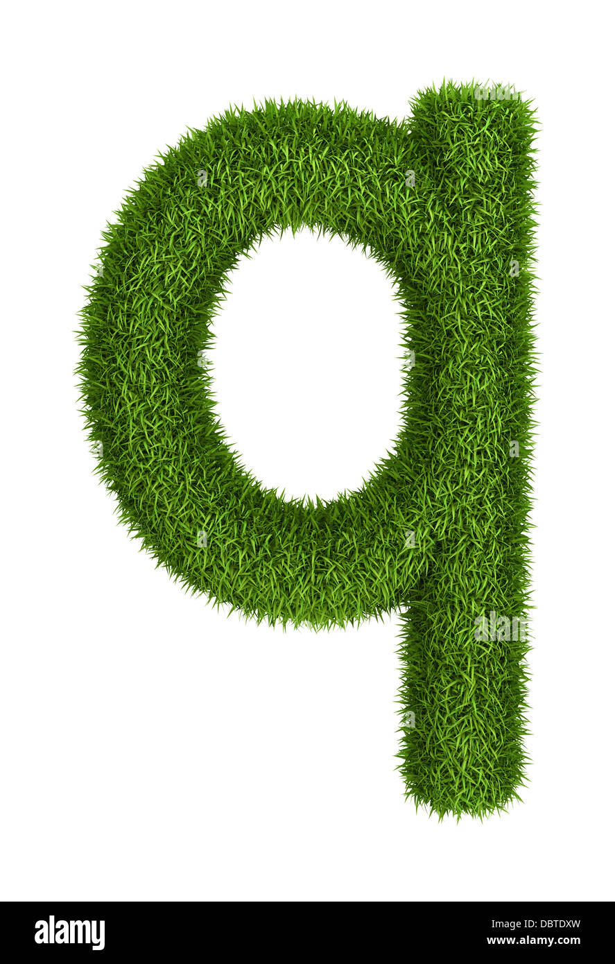 Natural grass letter q lowercase Stock Photo