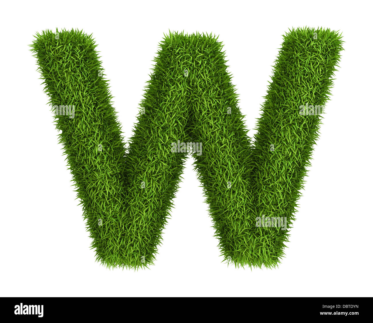 Natural grass letter w lowercase Stock Photo
