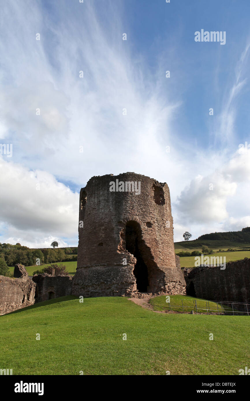 The ruined Great Tower of Skenfrith Castle. Stock Photo