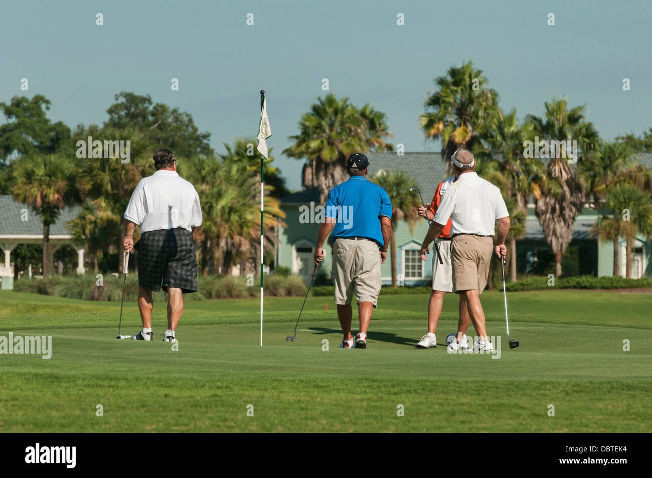 Residents golfing on the Amelia course at the Mallory Hill Country Club in The Villages, Florida. Stock Photo