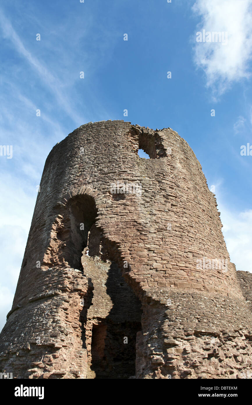 The ruined Great Tower of Skenfrith Castle. Stock Photo