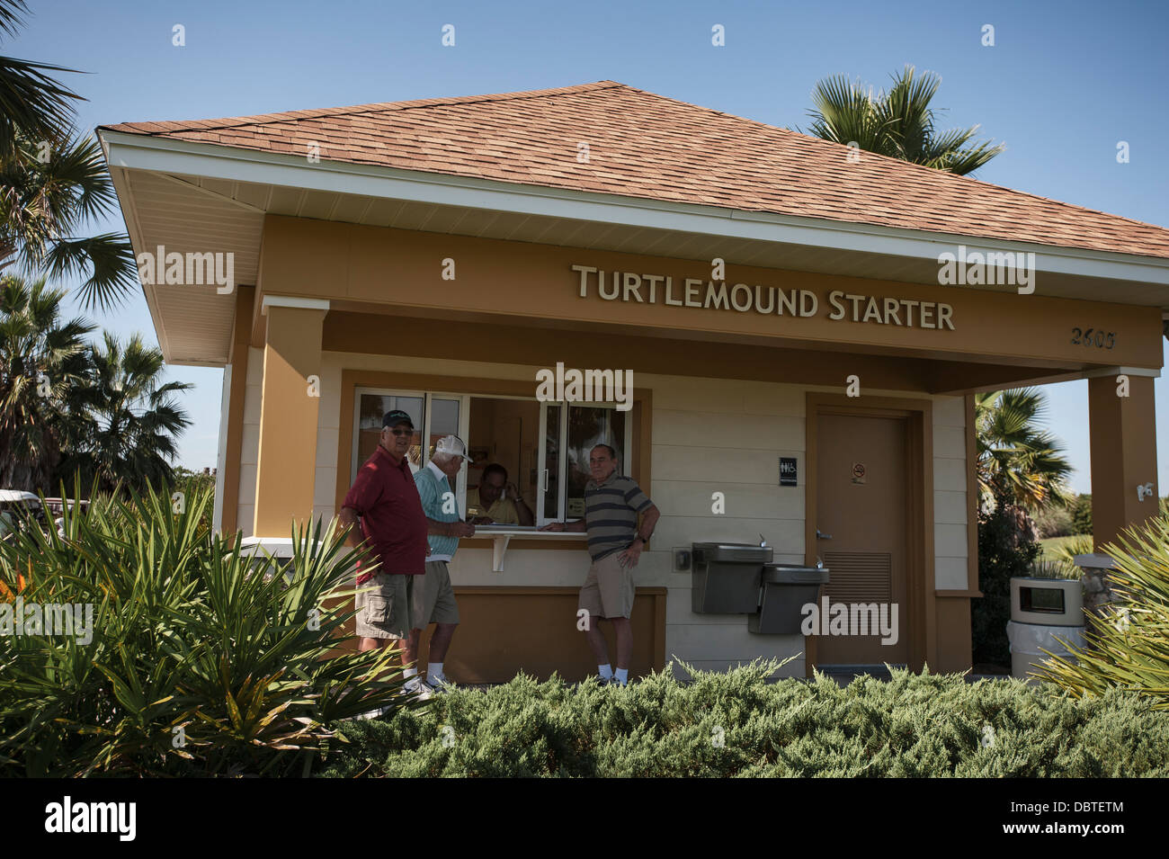 The Mallory Hill Country Club Turtlemound Starter for golfing located in the Villages, Florida USA Stock Photo