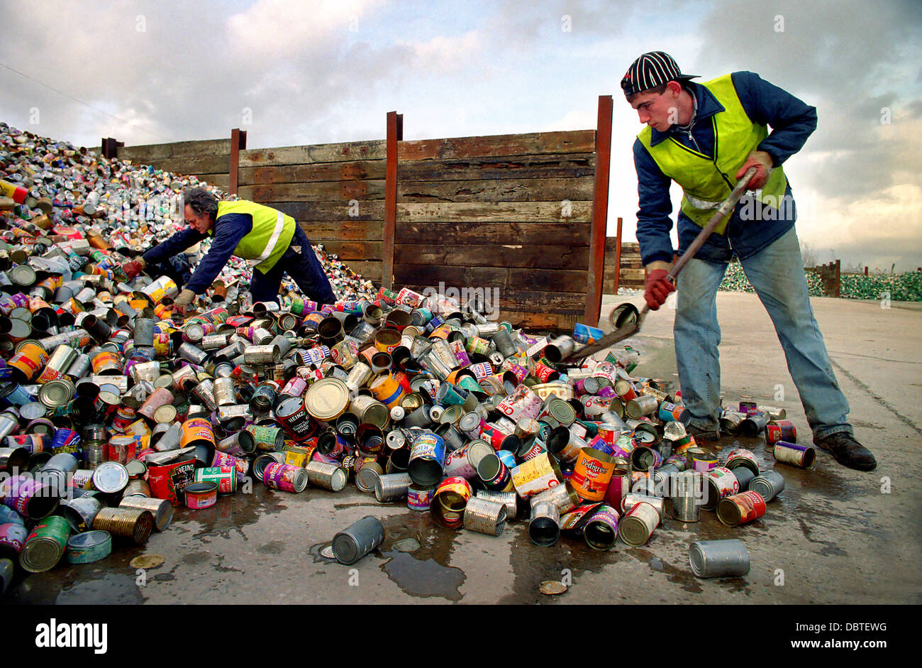 Recycling tin cans. Stock Photo