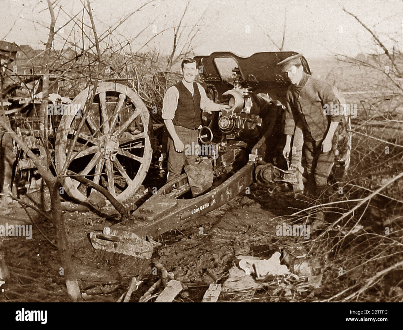 British Field Howitzer in France during WW1 Stock Photo