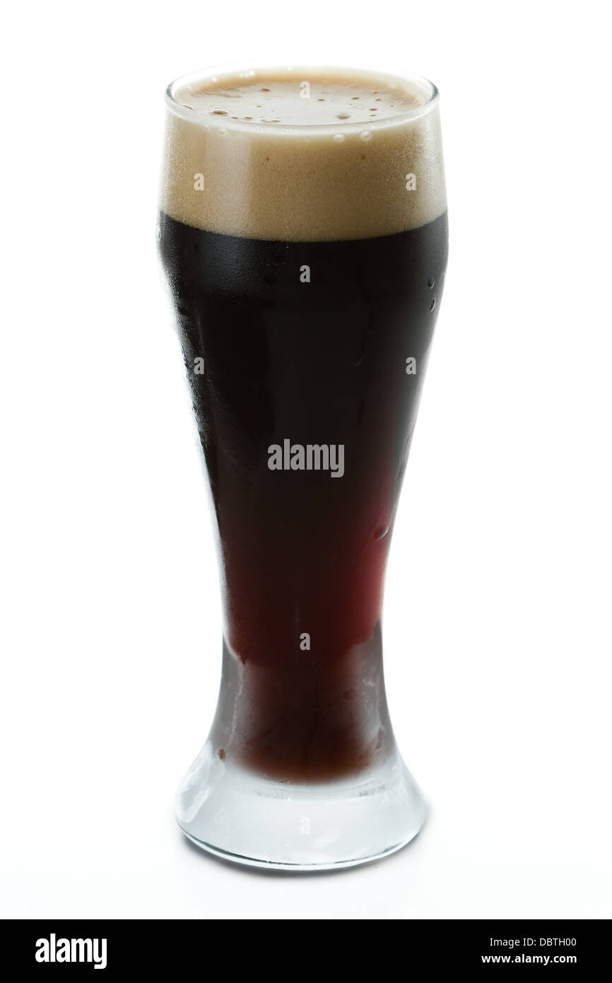 dark irish stout on a white background Stock Photo