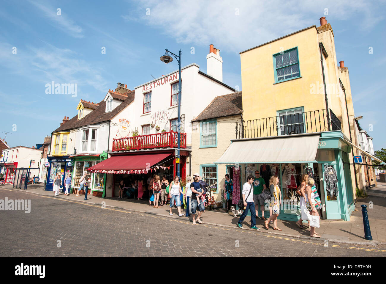 Shops on High Street, Whitstable, Kent, United Kingdom Stock Photo