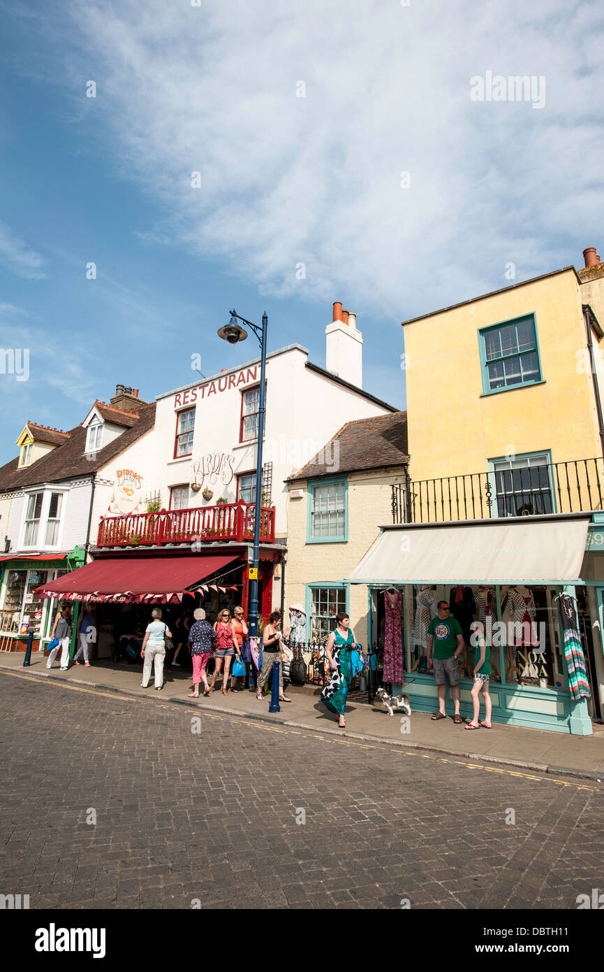 Shops on High Street, Whitstable, Kent, United Kingdom Stock Photo