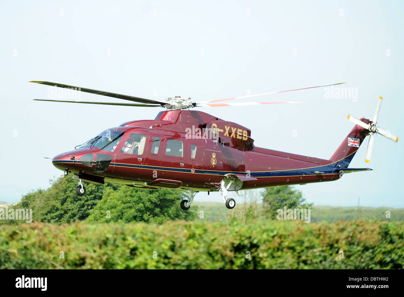 The royal family's helicopter also known as the Queen's Helicopter Flight (TQHF) Sikorsky G-XXEA Stock Photo