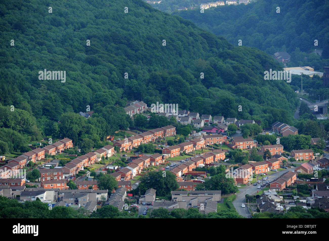 Aerial picture of new build homes in Tongwynlais, South Wales. Stock Photo