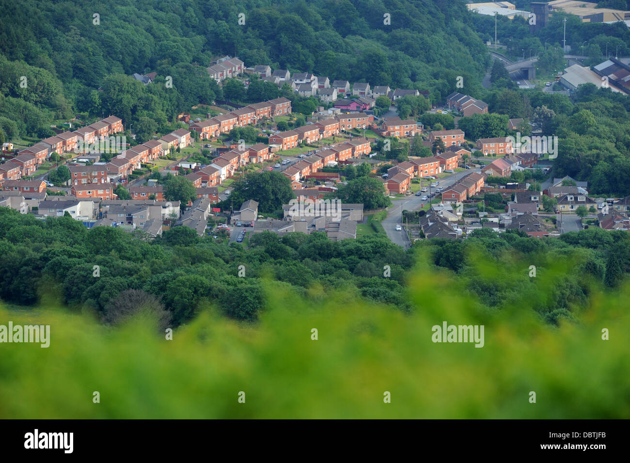 Aerial picture of new build homes in Tongwynlais, South Wales. Stock Photo