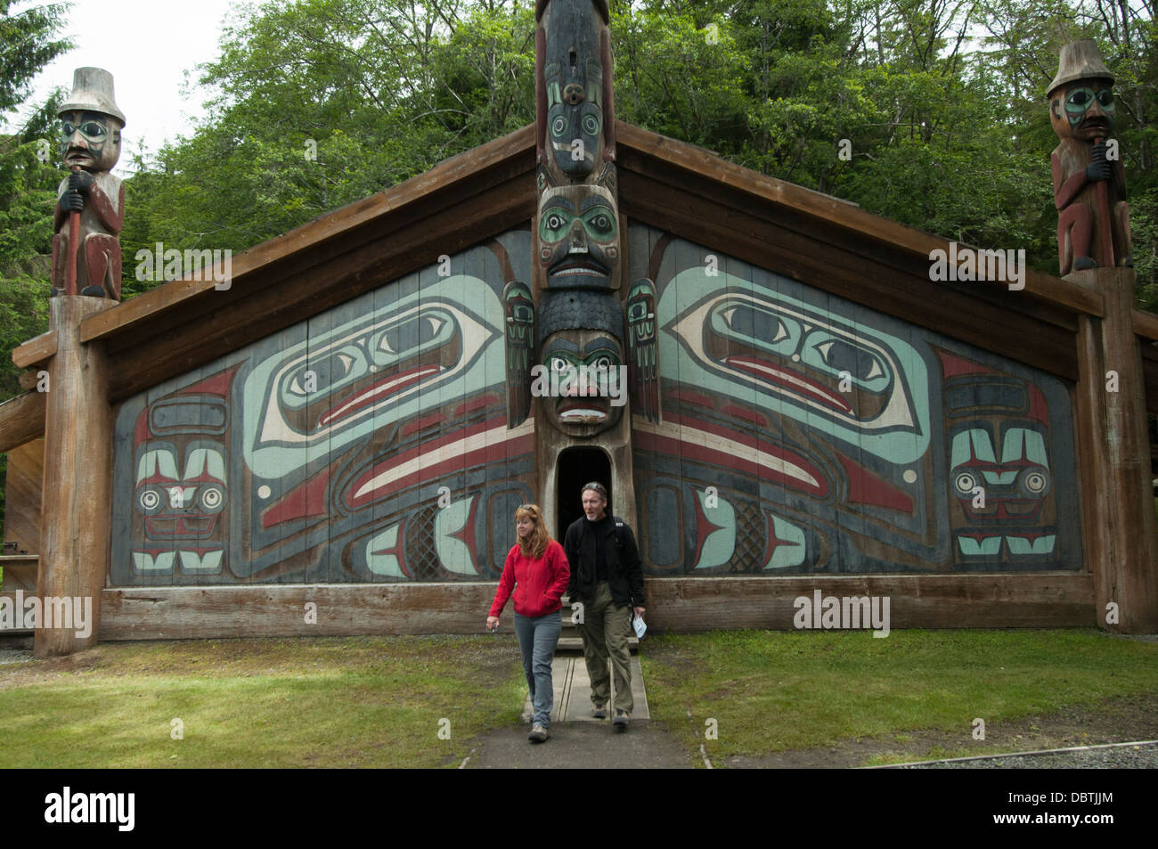 Longhouse, Totem Bight State Park, Ketchikan,Alaska. Stock Photo
