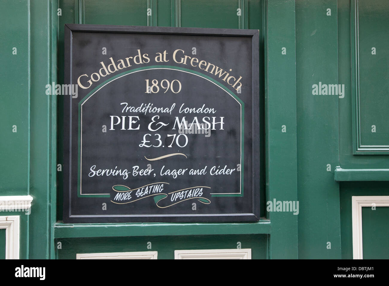 Goddards at Greenwich Restaurant Sign; Greenwich, London, England, UK Stock Photo