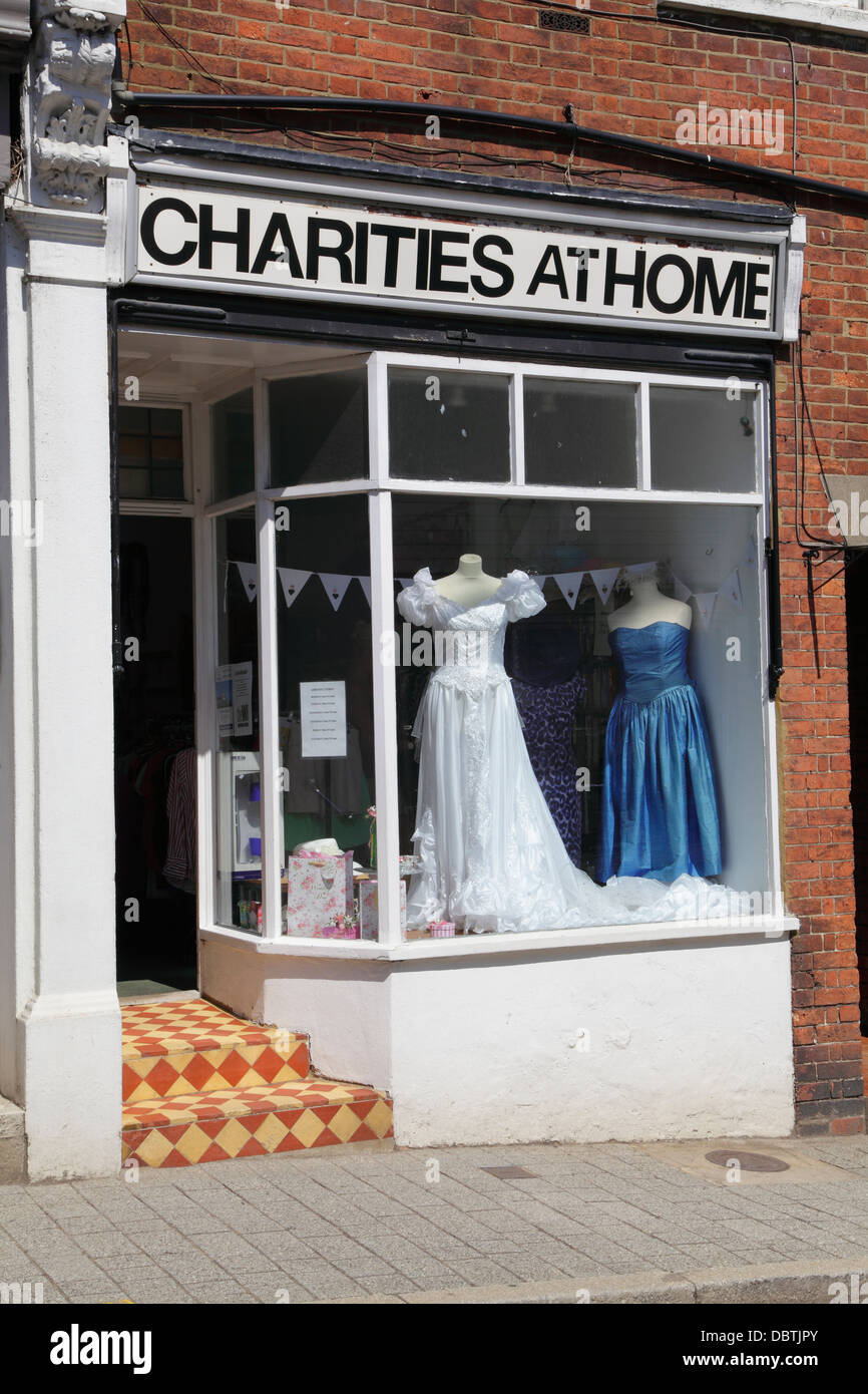 Wedding Dress In Charity Shop In Cranbrook Kent Uk Stock Photo