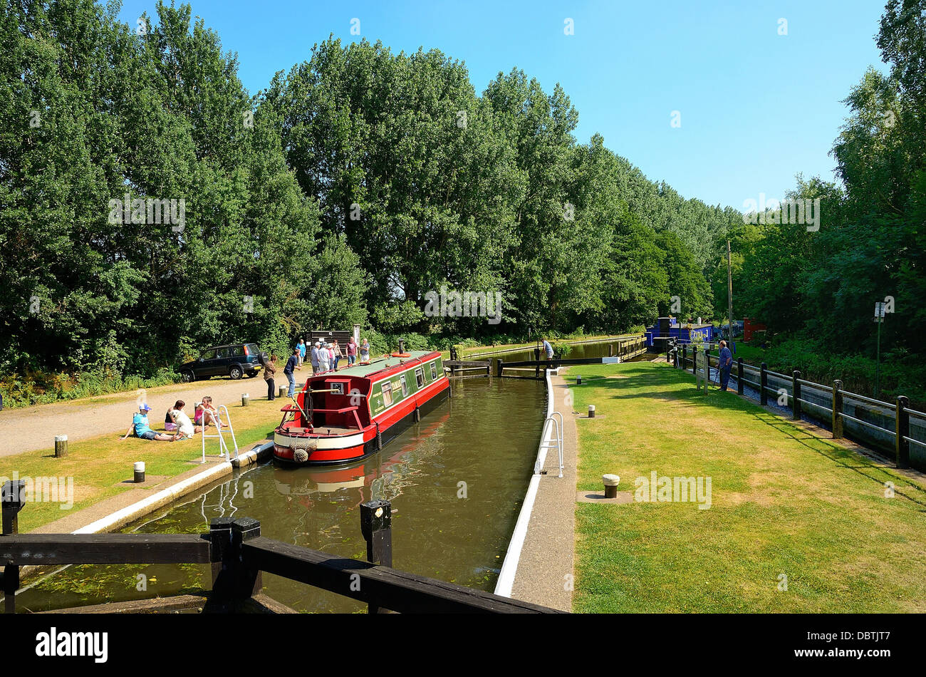 Pyrford lock on the Wey navigation canal,Surrey Stock Photo Alamy