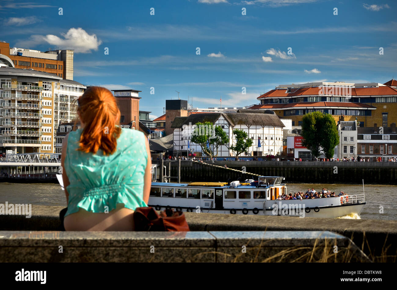 Shakespeare's Globe Theatre -  view of the Thames River, London Stock Photo