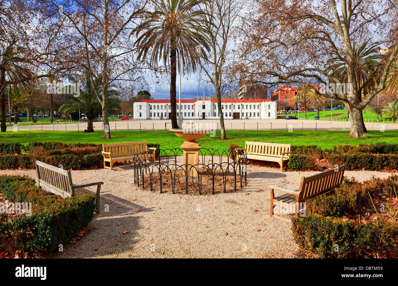 A public garden in front of the Torrens Parade Ground on King William Street in the city of Adelaide South Australia Stock Photo