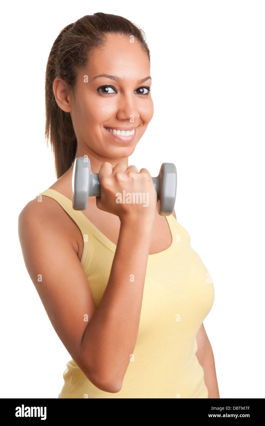 Fitness woman barbell hi-res stock photography and images
