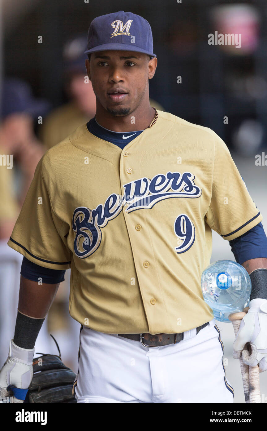 Aug. 4 2013 Milwaukee Wisconsin United States of America August 4 2013 Milwaukee Brewers shortstop Jean Segura 9 gets ready prior to the Major League Baseball game between the Milwaukee