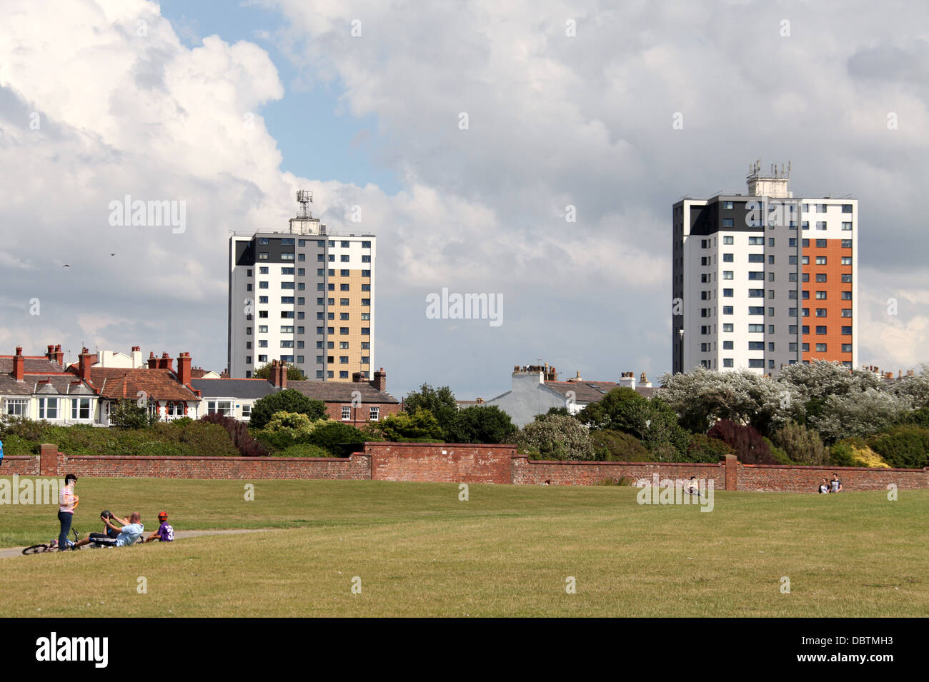 Part of Crosby Coastal Park on Merseyside and housing at Waterloo Stock