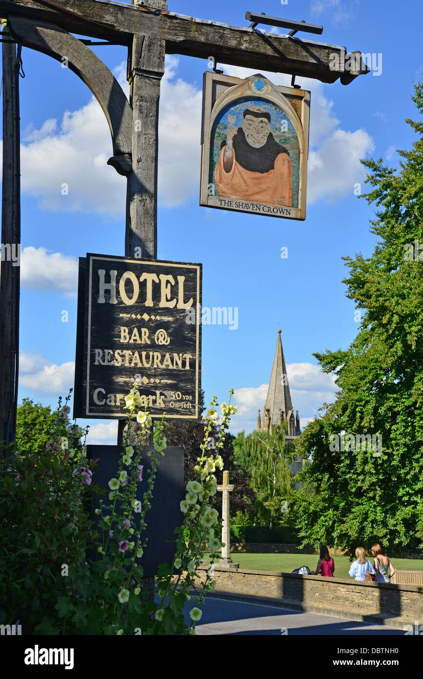 Entrance sign at The 13th century Shaven Crown Hotel, ShiptonunderWychwood, Cotswolds Entrance sign at The 13th century Shaven Crown Hotel, ShiptonunderWychwood, Cotswolds