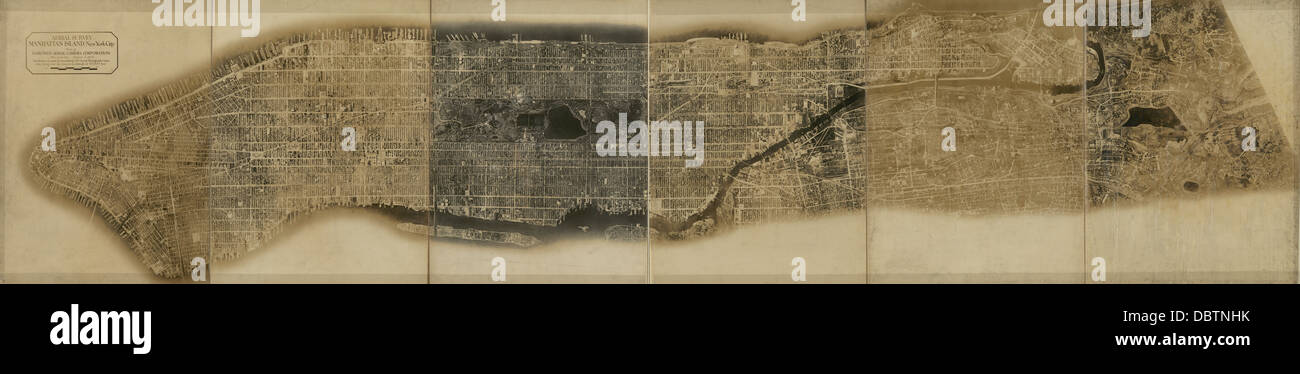 Aerial survey, Manhattan Island, New York City, circa 1921 Stock Photo
