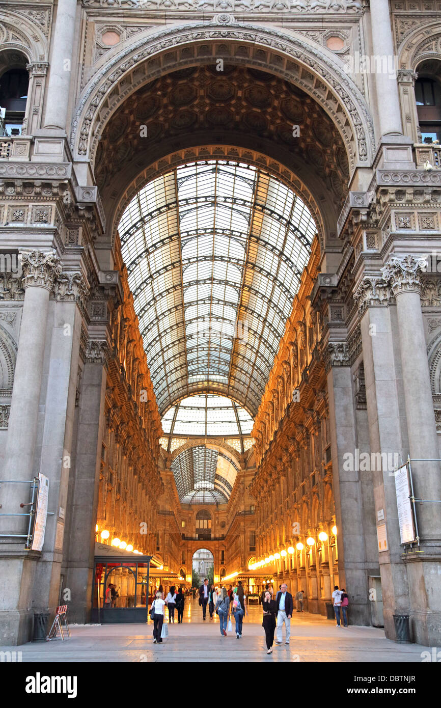 Entrance to the Galleria Vittorio Emanuele in Milan Italy Stock