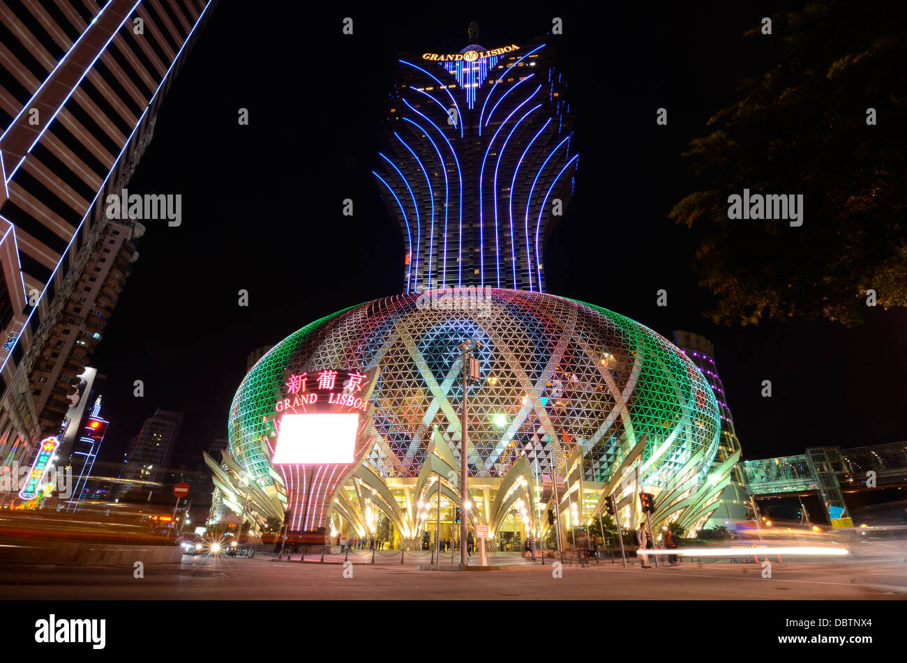 The 'Grand Lisboa' casino in Macau. Stock Photo