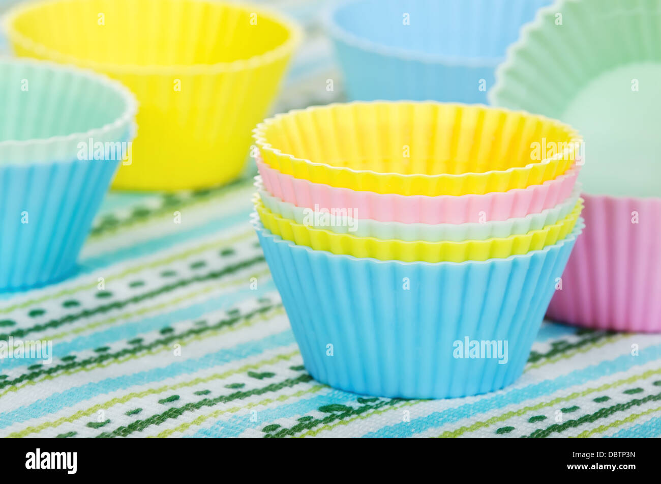 Cupcake baking cups in pastel colors Stock Photo Alamy