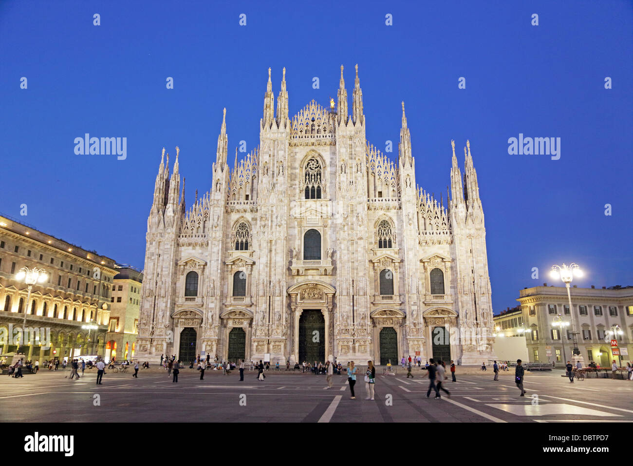 Piazza del Duomo and the facade of the Duomo in Milan Italy Stock Photo