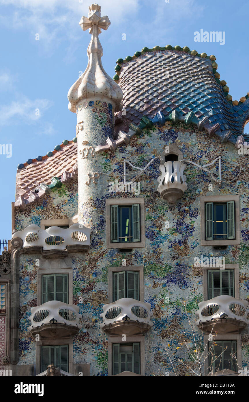 Casa Batllo, a house designed by Antonio Gaudi and admired by Salvador Dali, Passeig de Gracia, Barcelona, Catalunya, Spain Stock Photo