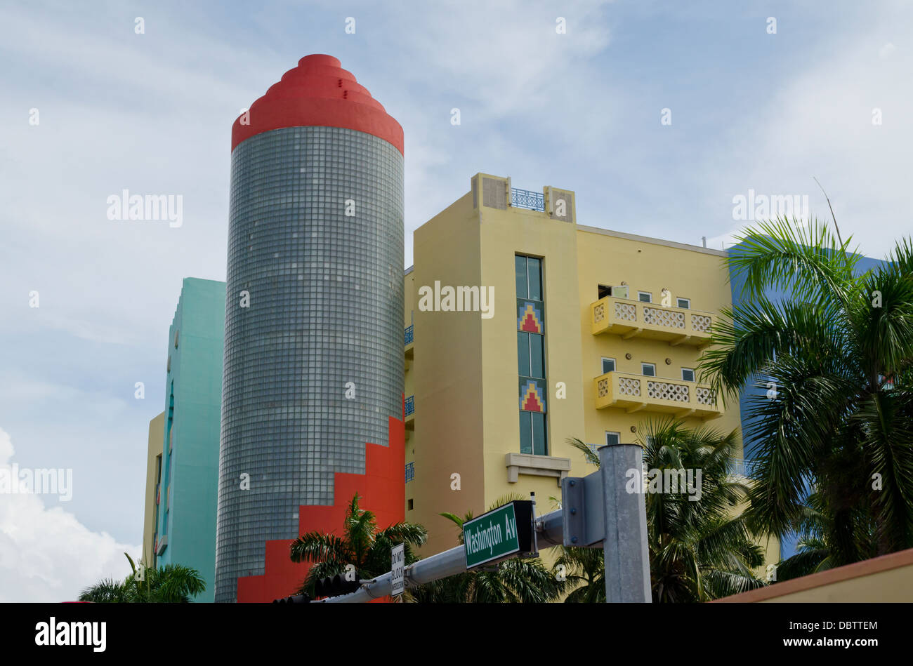 Colourful Art deco buildings in South Beach Miami Florida. Stock Photo