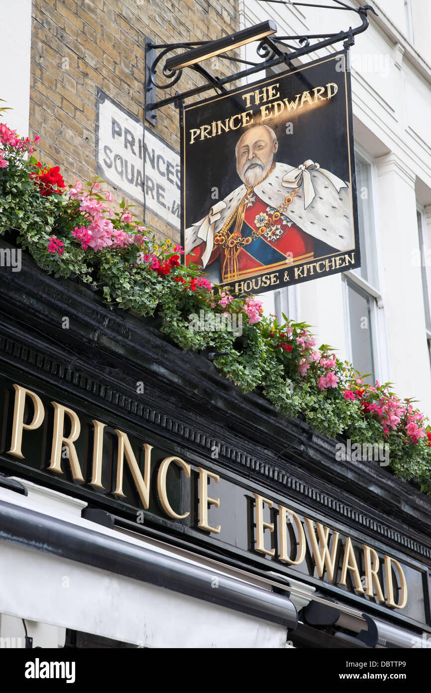 Prince Edward Pub Sign, Princes Square, London, England, UK Stock Photo