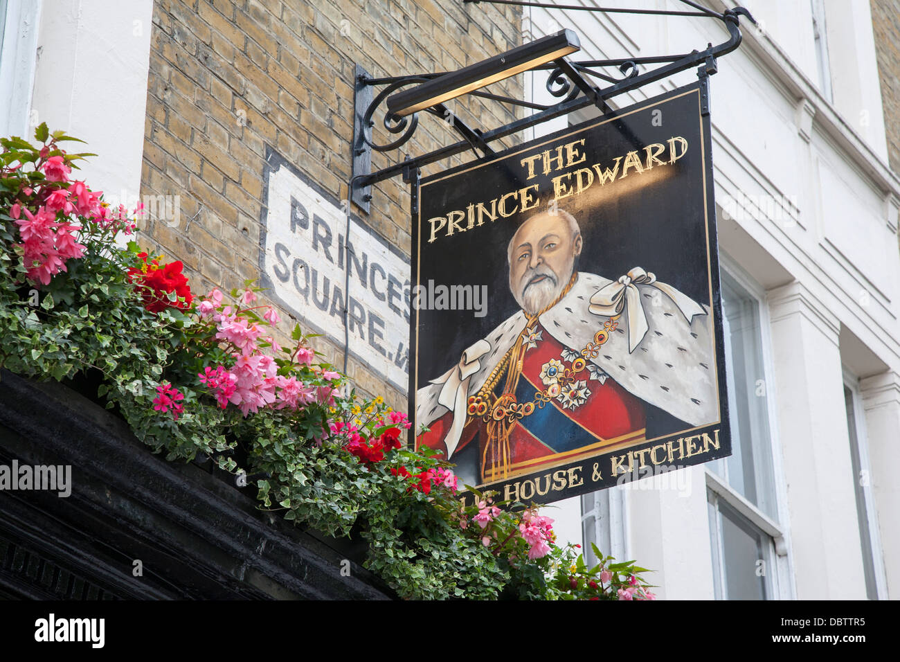 Prince Edward Pub Sign, Princes Square, London, England, UK Stock Photo