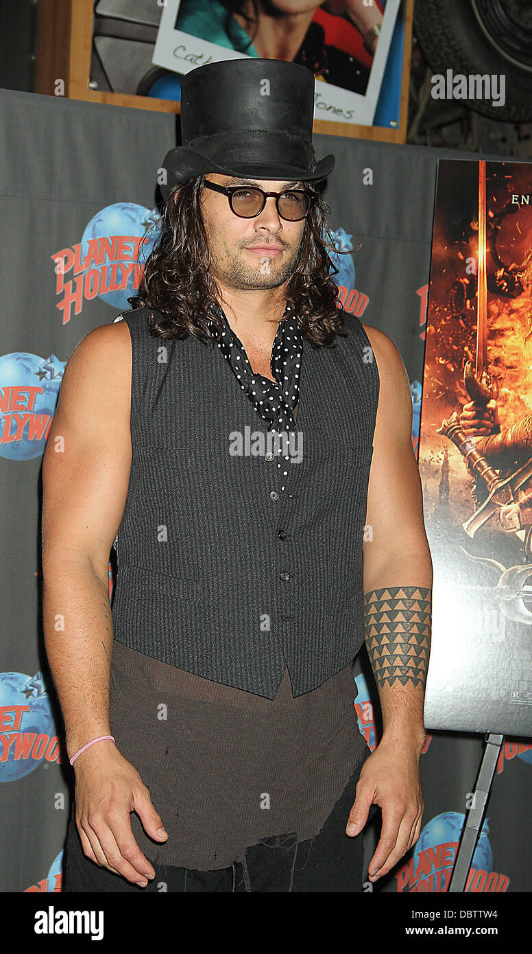 Jason Momoa promotes his starring role in 'Conan the Barbarian' with a hand  print ceremony at Planet Hollywood in Times Square New York City, USA -  18.08.11 Stock Photo - Alamy