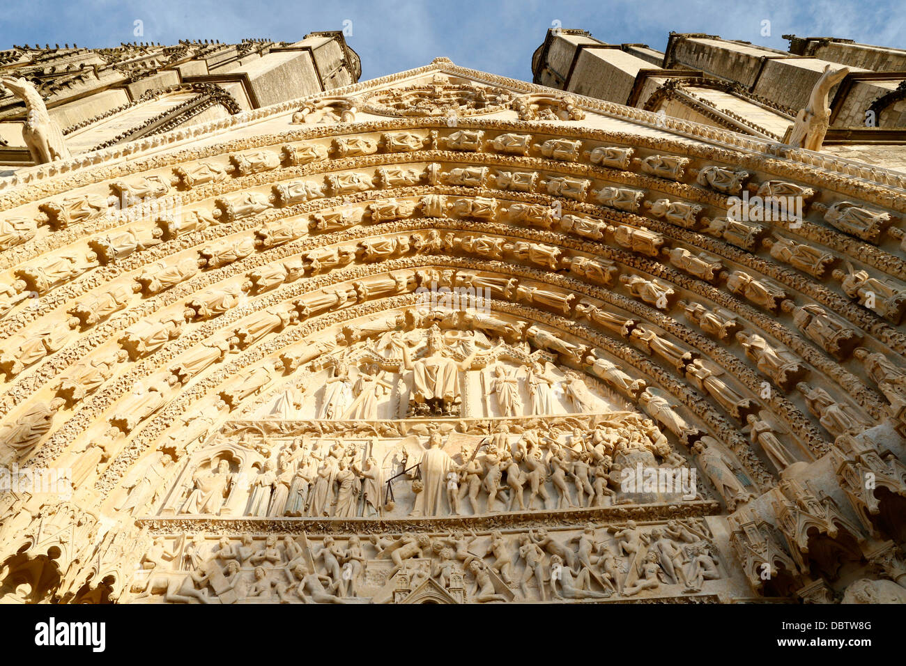The Last Judgement, Western portal, Bourges Cathedral, UNESCO World Heritage Site, Cher, Centre, France, Europe Stock Photo