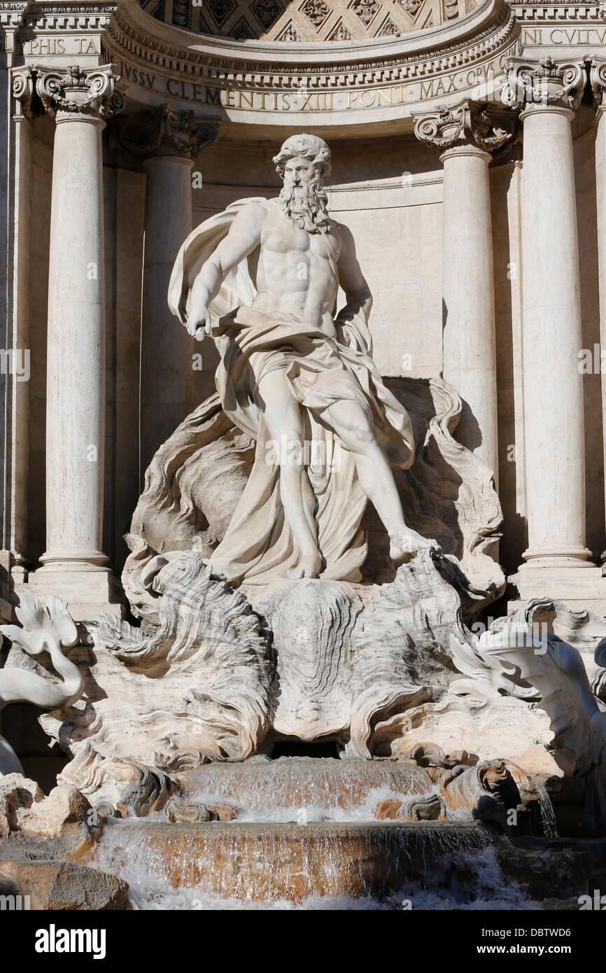 Detail showing Arch of Triumph with Neptune from Trevi Fountain by Nicola Salvi and Niccolo Pannini, Rome, Lazio, Italy, Europe Stock Photo