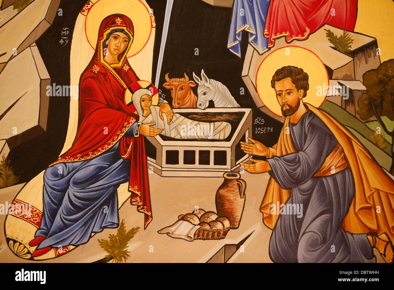 Christmas crib depicting The Nativity, Rome, Lazio, Italy, Europe Stock Photo
