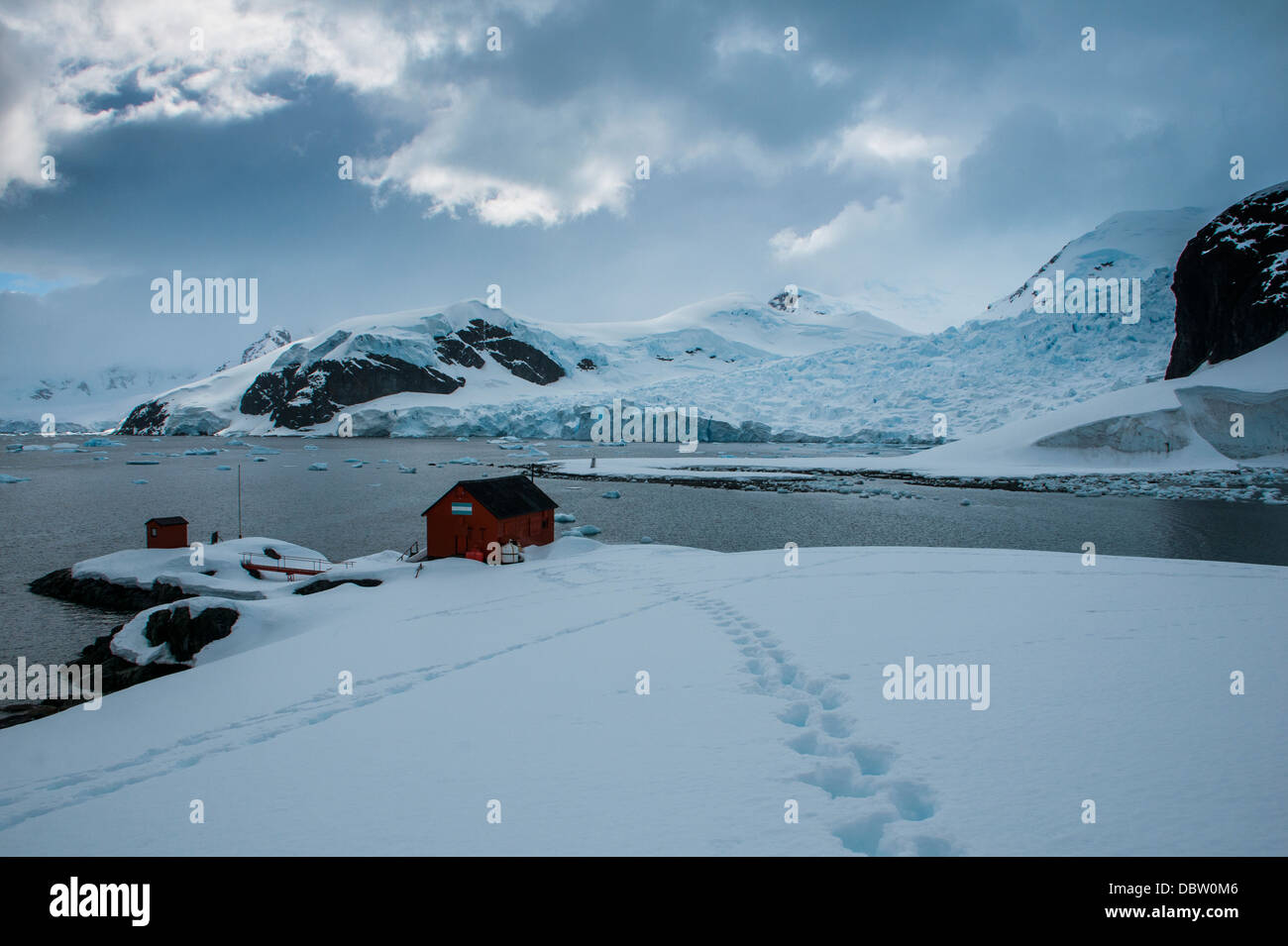 Argentinean research station on Danco Island, Antarctica, Polar Regions Stock Photo