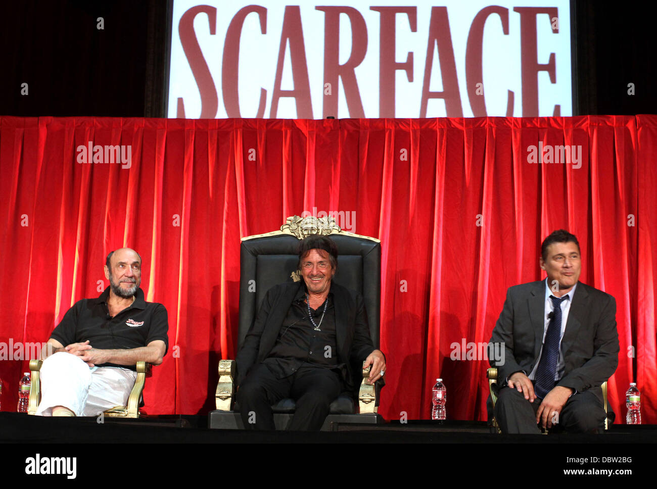 F. Murray Abraham, Al Pacino and Steven Bauer The Scarface Blu-Ray DVD release party Q&A hosted by Ciroc held at Belasco Theatre Los Angeles, California - 23.08.11 Stock Photo