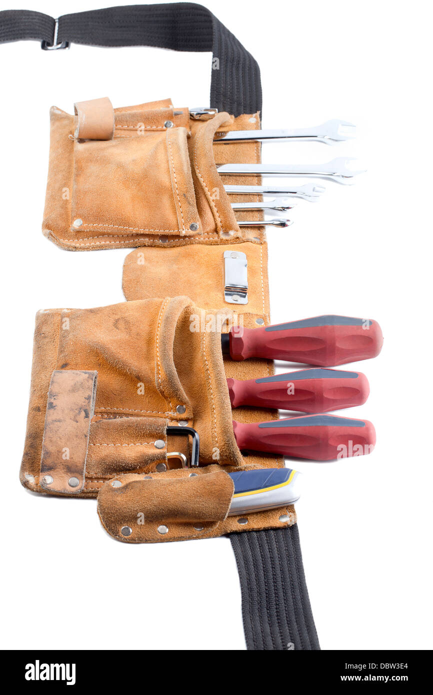 tool belt with screwdriver and spanner Stock Photo Alamy